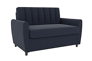 Novogratz Brittany Loveseat Sleeper Sofa with Memory Foam Mattress, Blue, large