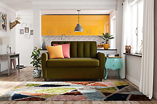 Novogratz Brittany Loveseat Sleeper Sofa with Memory Foam Mattress, Green, rollover