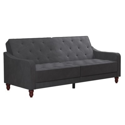 Novogratz Vintage Tufted Split Back Futon, Gray, large