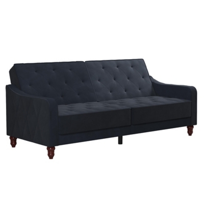 Novogratz Vintage Tufted Split Back Futon, Blue, large