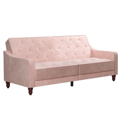 Novogratz Vintage Tufted Split Back Futon, Pink, large