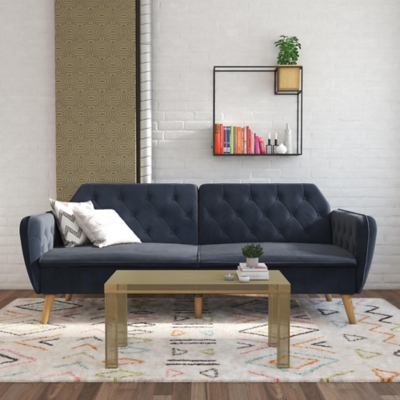 Novogratz Tallulah Memory Foam Futon, Blue, rollover