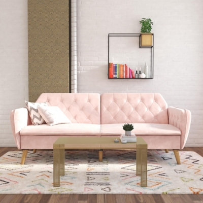 Novogratz Tallulah Memory Foam Futon, Pink, rollover