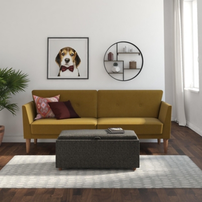 Novogratz Regal Futon, Mustard, rollover