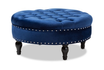 Baxton Studio Royal Cocktail Ottoman, Blue, large