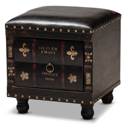 Baxton Studio Antique Storage Ottoman, , large