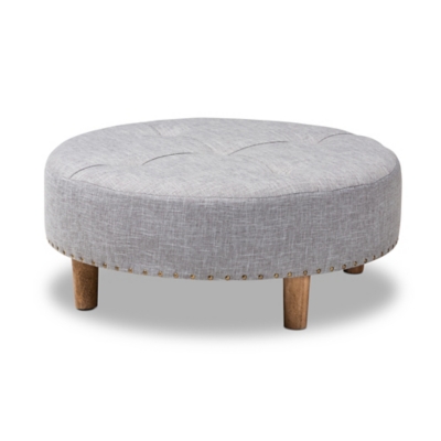 Baxton Studio Modern Natural Wood Cocktail Ottoman, Gray, large