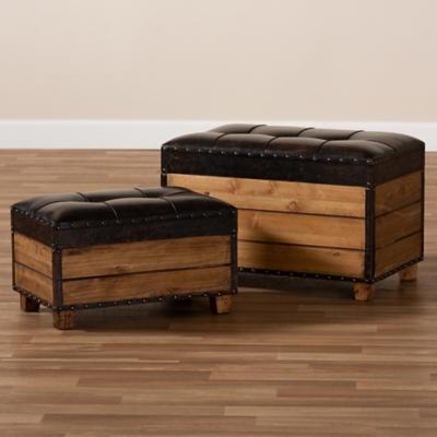 Baxton Studio 2 Piece Storage Trunk and Ottoman Set Ashley