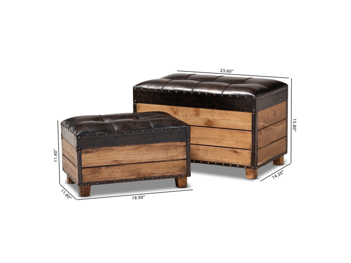 Baxton Studio 2 Piece Storage Trunk and Ottoman Set