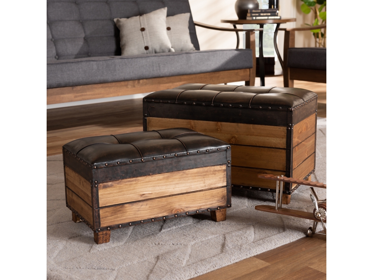 Baxton Studio 2 Piece Storage Trunk and Ottoman Set Ashley