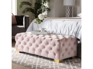 Baxton Studio Luxe Upholstered Gold Finished Bench Ottoman