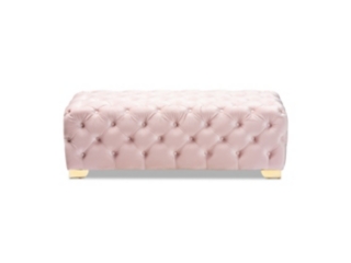 Baxton Studio Luxe Upholstered Gold Finished Bench Ottoman