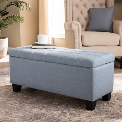 Baxton Studio Contemporary Upholstered Storage Ottoman, Blue, rollover