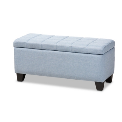 Baxton Studio Contemporary Upholstered Storage Ottoman, Blue, large