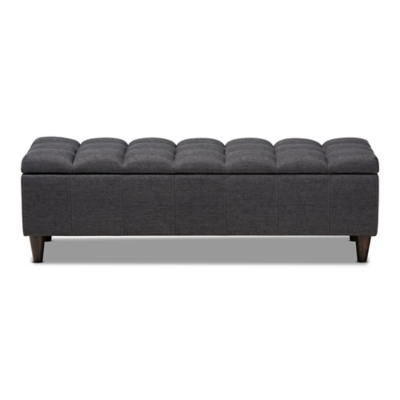 Baxton Studio Mid-Century Modern Upholstered Storage Bench Ottoman, Dark Gray, large