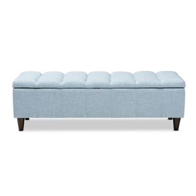Baxton Studio Mid-Century Modern Upholstered Storage Bench Ottoman, Blue, large