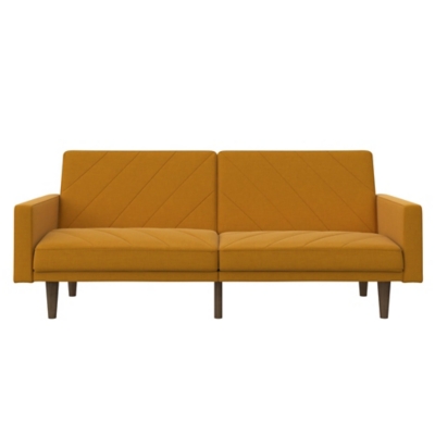 Dorel Atwater Living Leona Futon, Mustard Yellow Linen, Mustard, large