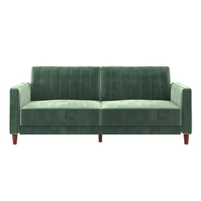 Dorel Atwater Living Lenna Tufted Futon, Light Green Velvet, Green, large