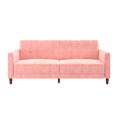 Dorel Atwater Living Lenna Tufted Futon, Pink Velvet, Pink, large