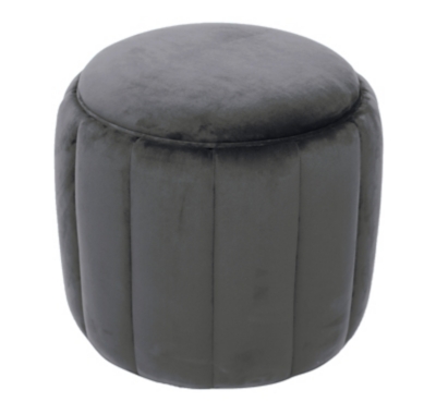 TOV Ives Grey Velvet Ottoman Ives Gray Velvet Ottoman, Gray, large