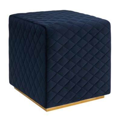 TOV Kent Navy Velvet Ottoman Kent Navy Velvet Ottoman, , large