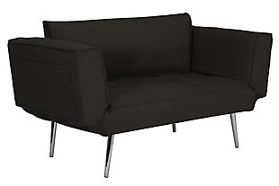 Atwater Living Atwater Living Ocie Futon with Magazine Black Linen Storage, Black, large