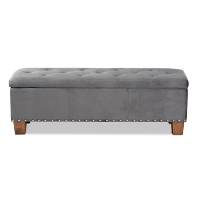 Baxton Studio Hannah Modern And Contemporary Gray Velvet Fabric Upholstered Button Tufted Storage Ottoman Bench Ashley Furniture Homestore