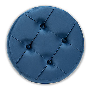 Baxton Studio Gaia Glam and Luxe Navy Blue Velvet Fabric Upholstered Gold Finished Button Tufted Ottoman, Blue, large