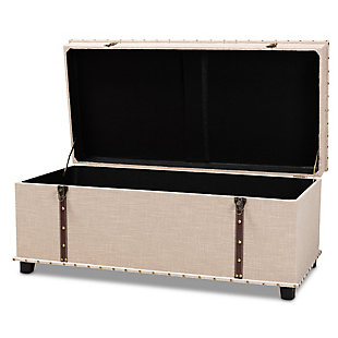 Baxton Studio Kyra Modern and Contemporary Beige Fabric Upholstered Storage Trunk Ottoman, Cream, large