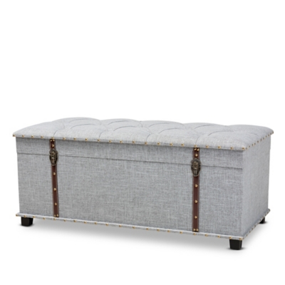 Baxton Studio Kyra Modern and Contemporary Gray Fabric Upholstered Storage Trunk Ottoman, Gray, large
