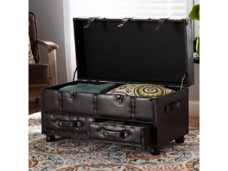 Baxton Studio Callum 2-Drawer Storage Trunk Ottoman