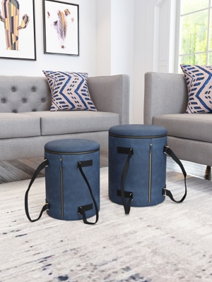 Candice Candice Ottoman Storage Set Blue, , rollover