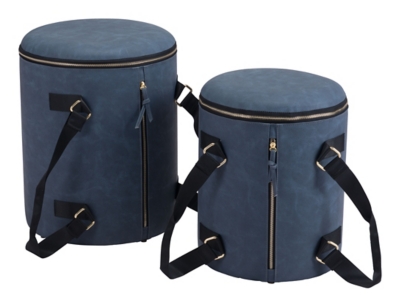 Candice Candice Ottoman Storage Set Blue, , large