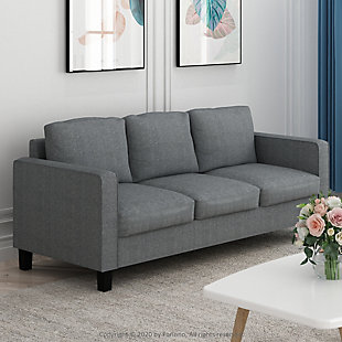 Bayonne Modern Upholstered 3-Seater Sofa, Gray, rollover