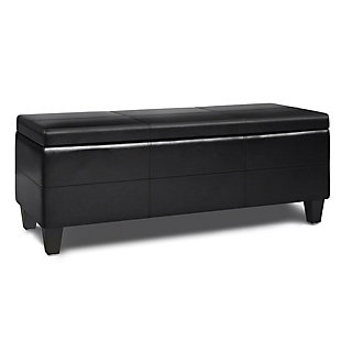 Afton 48" Wide Contemporary Rectangle Storage Ottoman Bench, Black, large