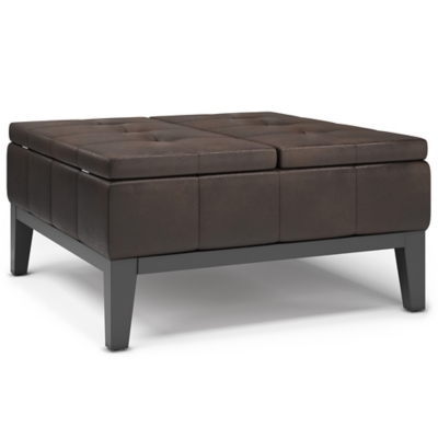 Dover 36" Wide Contemporary Square Coffee Table Storage Ottoman, , large