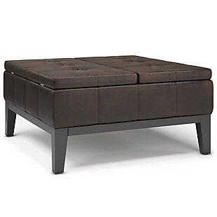 Dover 36" Wide Contemporary Square Coffee Table Storage Ottoman, , large