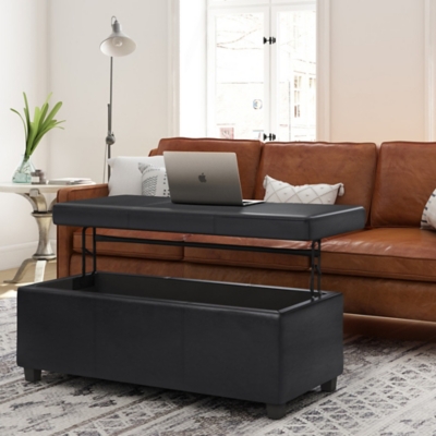 Avalon Square Coffee Table Ottoman, Storage Ottomans