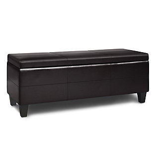 Afton 48" Wide Contemporary Rectangle Storage Ottoman, Brown, large