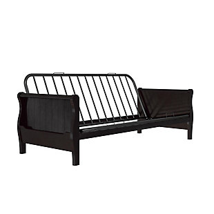 Atwater Living Ronson Wood Arm Futon with Espresso Wood Finish, , large