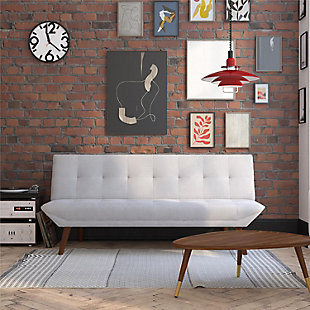 Atwater Living Jake Small Space Modern Futon, Light Gray, rollover