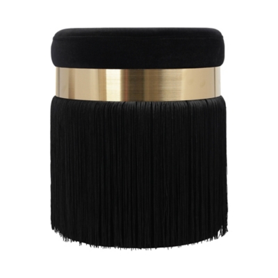 Melody Melody Black Tasseled Ottoman, Black, large