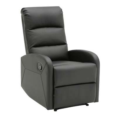 Dormi Faux Leather Contemporary Recliner, Black, large