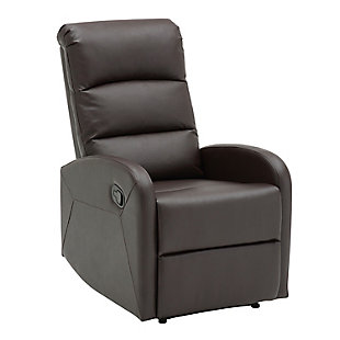Dormi Faux Leather Contemporary Recliner, Brown, large