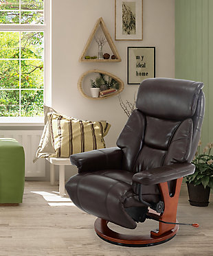 Relax-R Bishop Recliner in Air Leather, Brown, rollover
