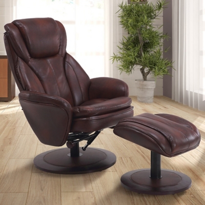 Newport Black Swivel Recliner And Slanted Ottoman #8M422, 49% OFF