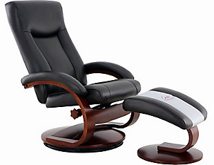 Relax-R Hamilton Recliner and Ottoman in Grain Leather, Black, large