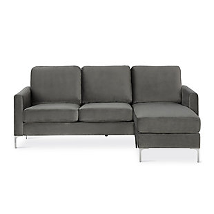 Novogratz Chapman Sectional Sofa with Chrome Legs, Gray, large
