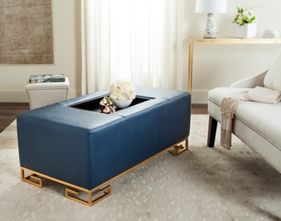 Safavieh Julian Tray Ottoman, Blue, rollover