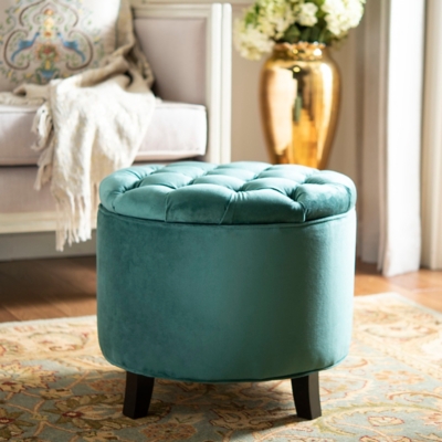 Safavieh Amiela Tufted Ottoman, Teal, rollover